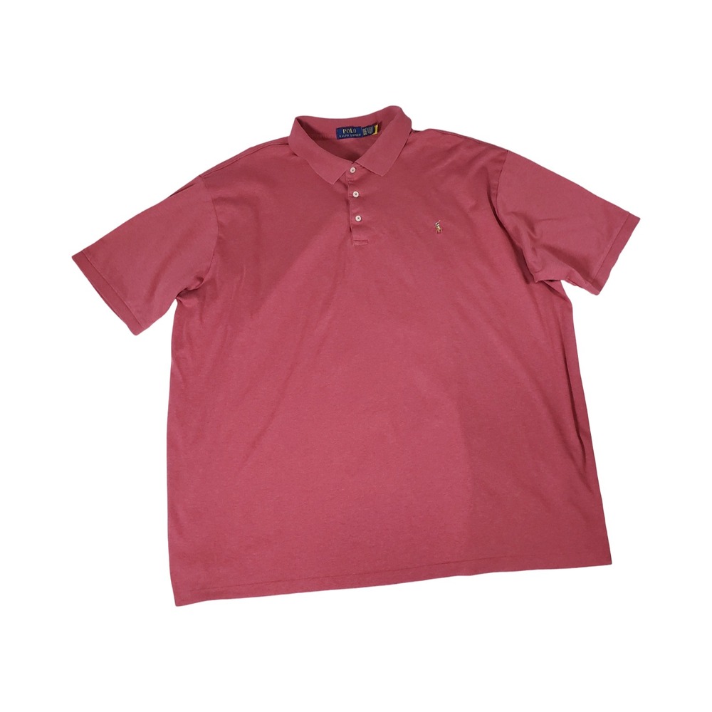 Polo Ralph Lauren Mens 3XLT Raspberry Pink Heathered Short Sleeve Polo Shirt